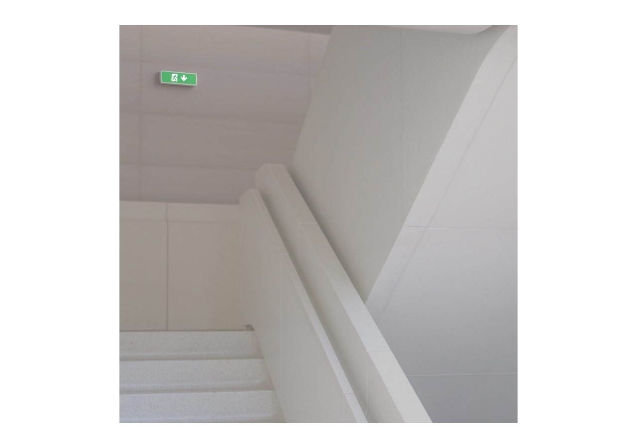 KIT Pictogramme autocollant "SORTIE VERS LE BAS" + Bloc d'éclairage 3W - K-B1050-DOWNARROW - Barcelona LED