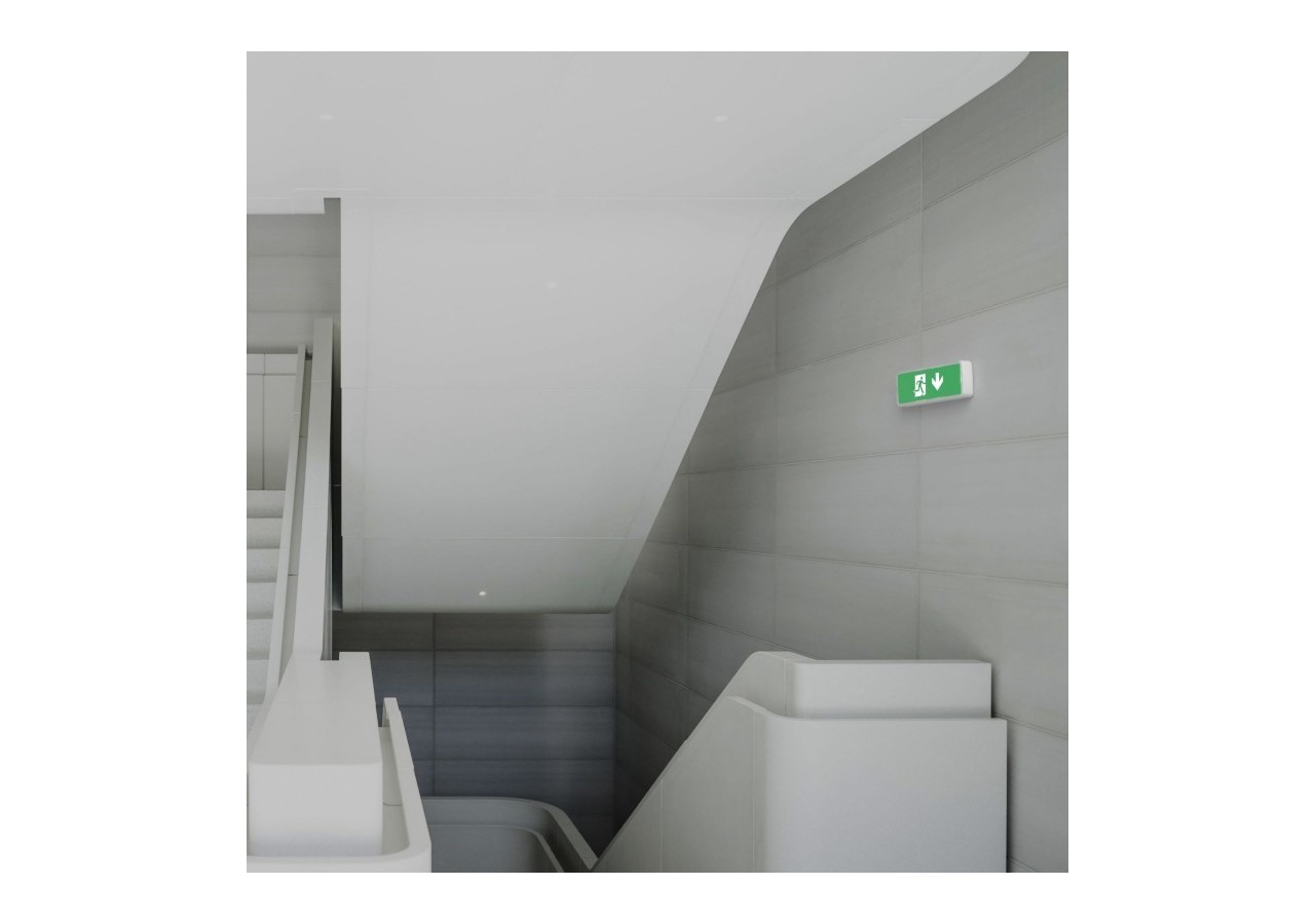 KIT Pictogramme autocollant "SORTIE VERS LE BAS" + Bloc d'éclairage 3W - K-B1050-DOWNARROW - Barcelona LED