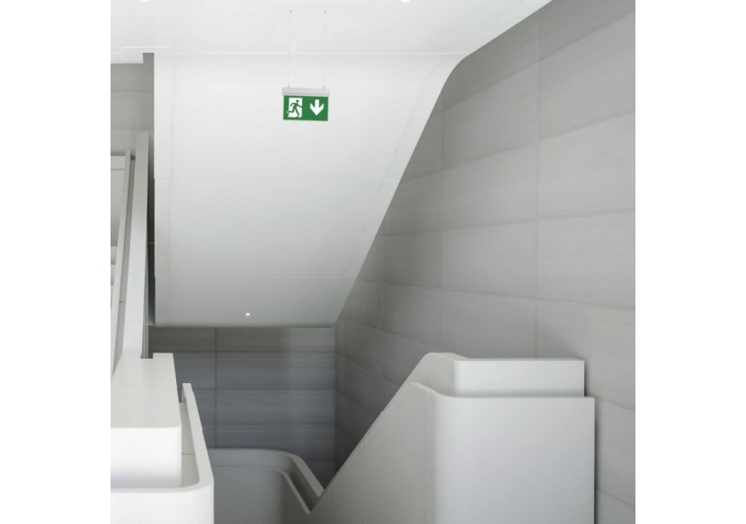 Bloc autonome d'éclairage de sécurité avec pictogramme "SORTIE VERS LE BAS"-Suspension - K-B1062-DOWNARROW - Barcelona LED