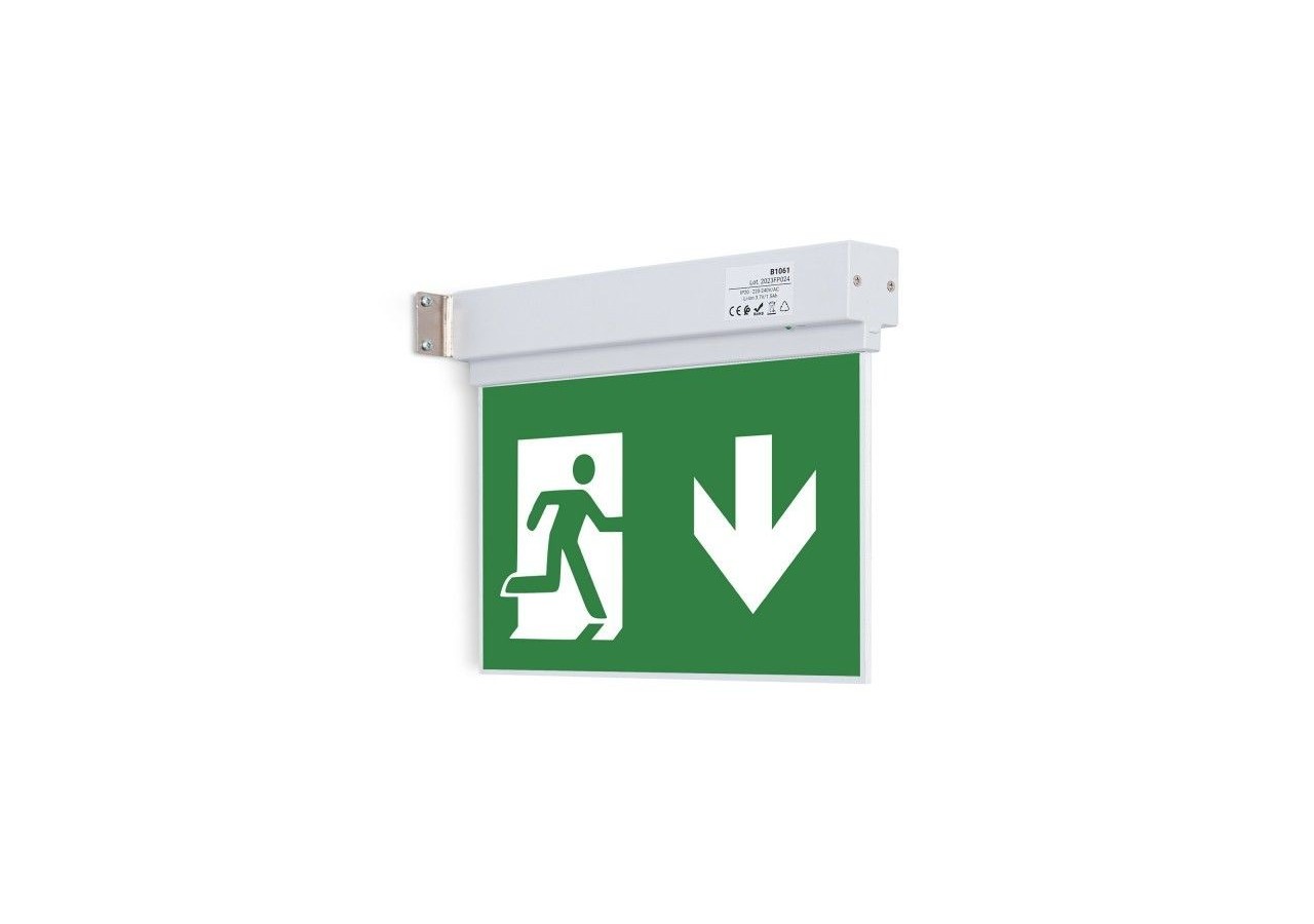 Bloc autonome d'éclairage de sécurité avec pictogramme "SORTIE VERS LE BAS" - K-B1061-DOWNARROW - Barcelona LED
