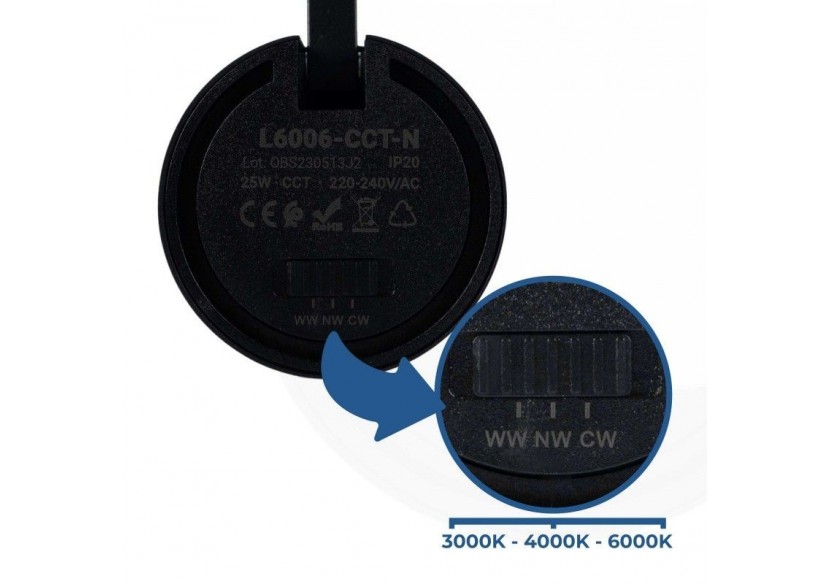 Spot LED sur rail monophasé CCT 25W-COB-Ouverture réglable 24-60 degrés - L6006-CCT-N - Barcelona LED Spot LED sur rail monophasé CCT 25W-COB-Ouverture réglable 24-60 degrés - L6006-CCT-N - Barcelona LED