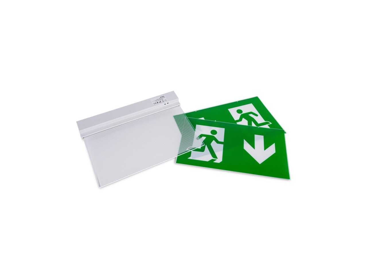 Bloc autonome d'éclairage de sécurité avec pictogramme "SORTIE VERS LE BAS"-Encastrable - K-B1063-DOWNARROW - Barcelona LED