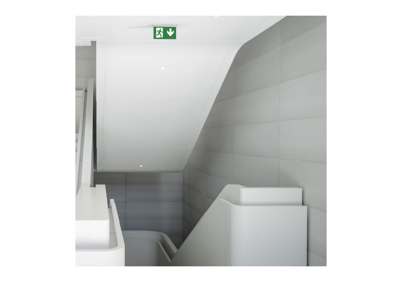 Bloc autonome d'éclairage de sécurité avec pictogramme "SORTIE VERS LE BAS"-Encastrable - K-B1063-DOWNARROW - Barcelona LED