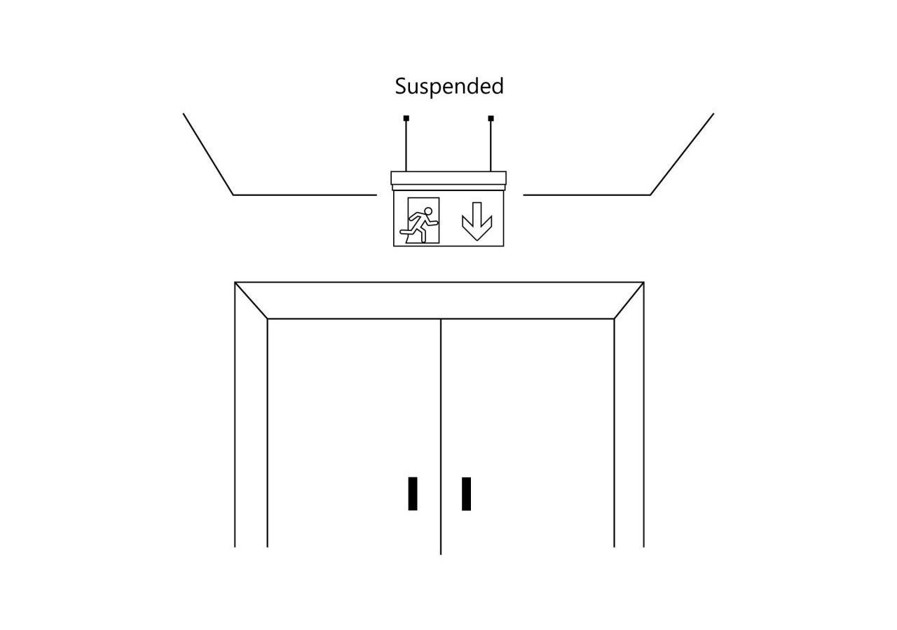 Bloc autonome d'éclairage de sécurité avec pictogramme "SORTIE VERS LE HAUT"-Suspension - K-B1062-UPARROW - Barcelona LED