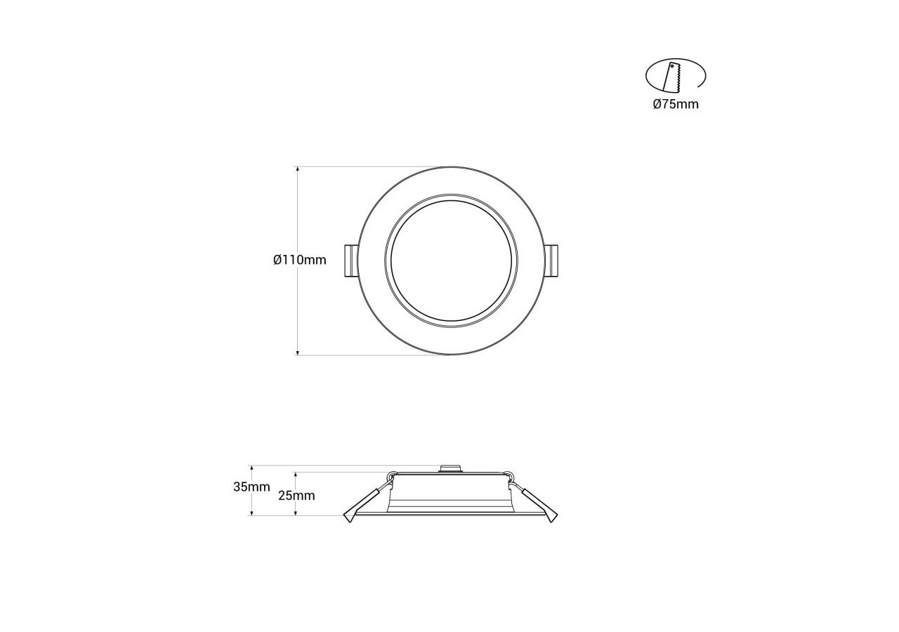 Downlight PRO 7W-CCT-148lm/W-IP54-UGR19-Coupe diamètre 75mm - B1269-7W-CCT - Barcelona LED