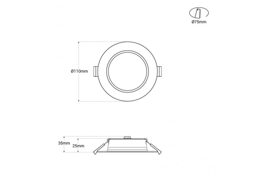 Downlight PRO 7W-CCT-148lm/W-IP54-UGR19-Coupe diamètre 75mm - B1269-7W-CCT - Barcelona LED