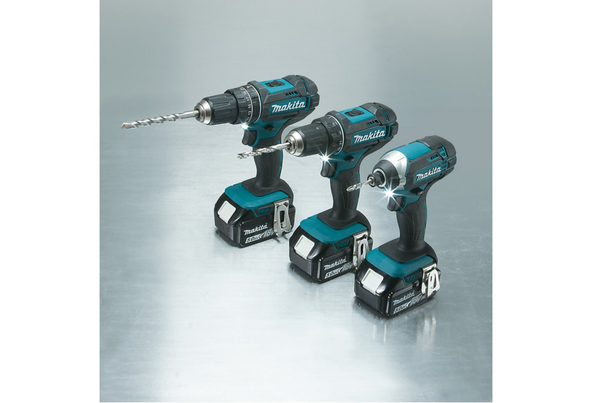 Perceuse visseuse à percussion 18 V Li-Ion 5 Ah usage quotidien - Makita : Confort'Mat