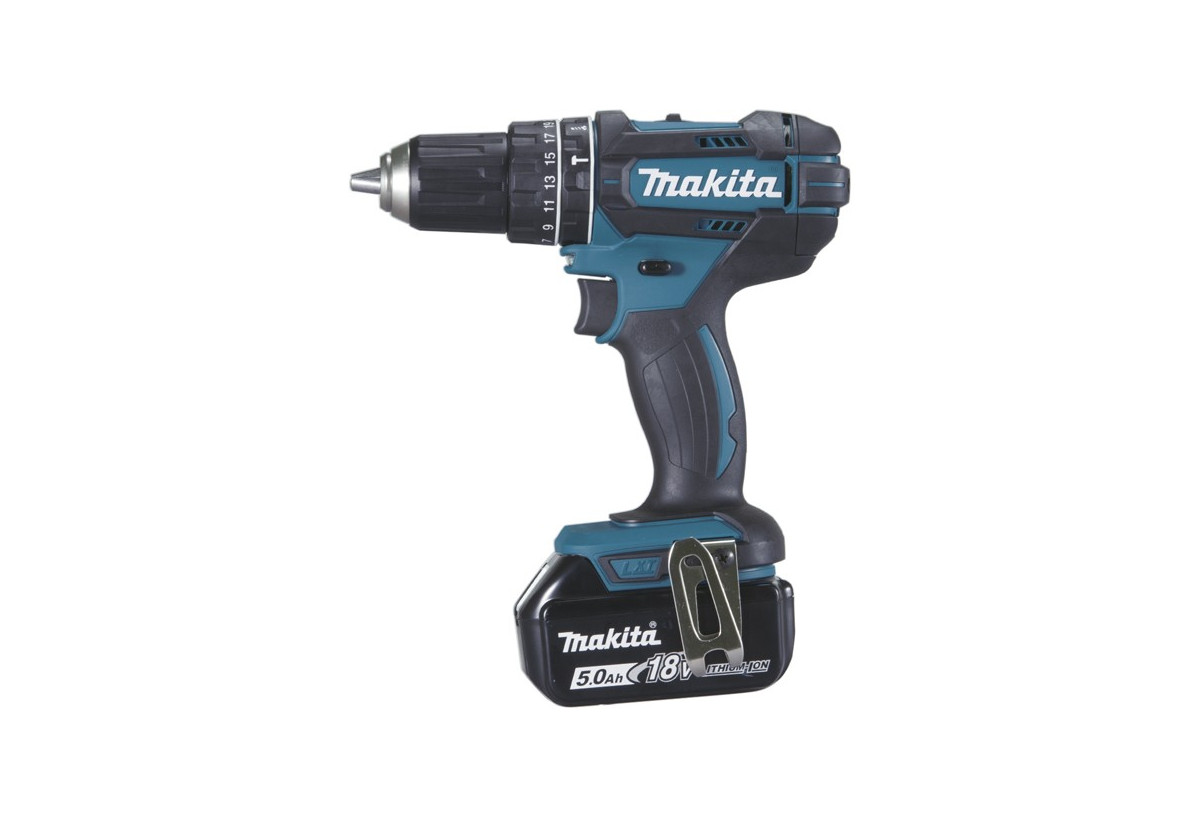 Perceuse visseuse à percussion 18 V Li-Ion 5 Ah usage quotidien - Makita : Confort'Mat