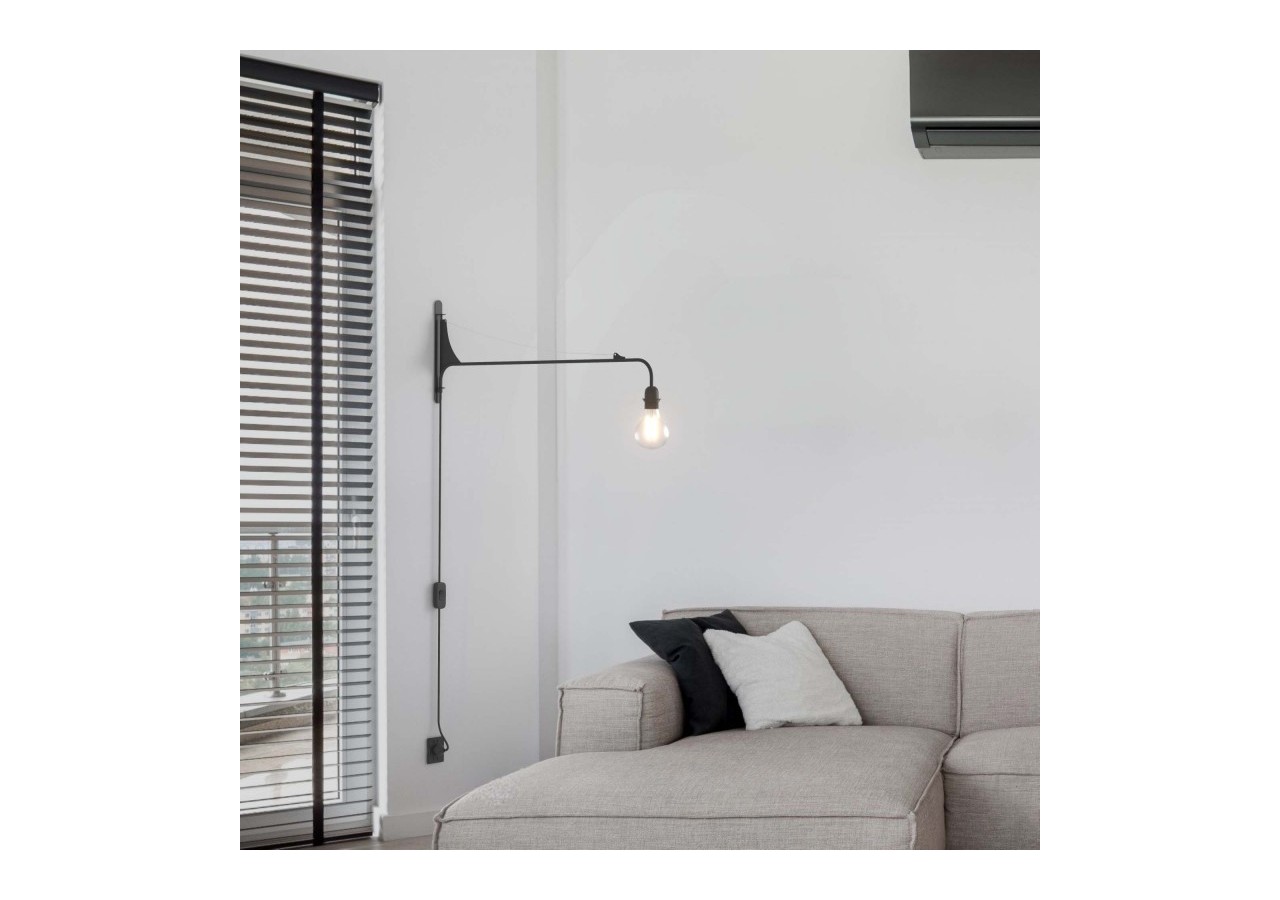 Applique murale orientable avec câble et prise "Pitt" / Inspiration "Petite Potence" - L3094-N - Barcelona LED