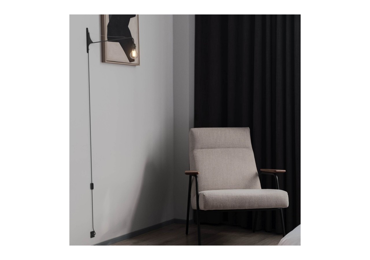 Applique murale orientable avec câble et prise "Pitt" / Inspiration "Petite Potence" - L3094-N - Barcelona LED