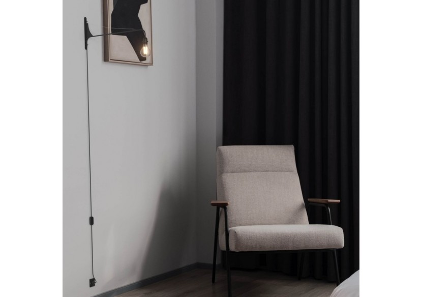 Applique murale orientable avec câble et prise "Pitt" / Inspiration "Petite Potence" - L3094-N - Barcelona LED