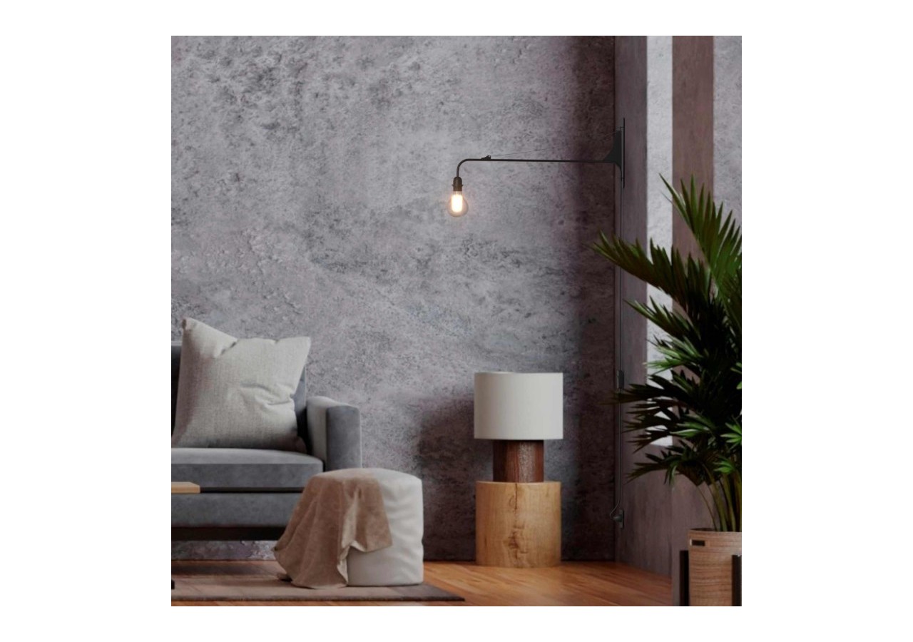 Applique murale orientable avec câble et prise "Pitt" / Inspiration "Petite Potence" - L3094-N - Barcelona LED