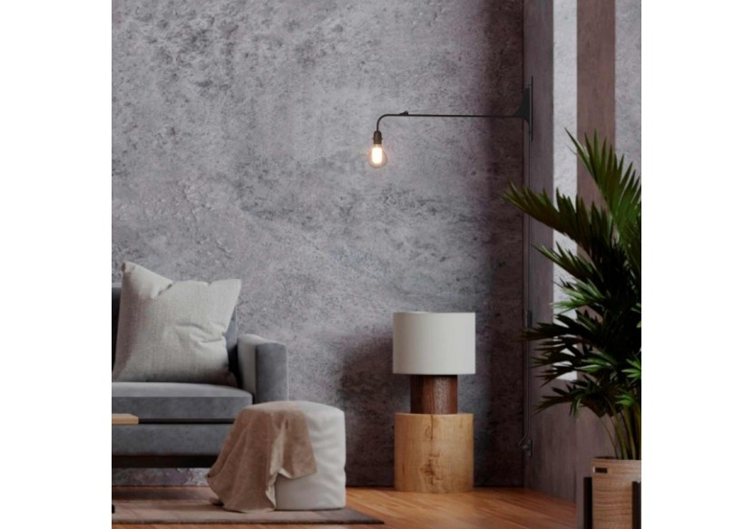 Applique murale orientable avec câble et prise "Pitt" / Inspiration "Petite Potence" - L3094-N - Barcelona LED