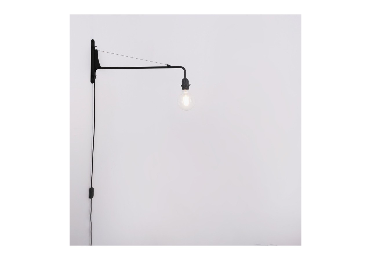 Applique murale orientable avec câble et prise "Pitt" / Inspiration "Petite Potence" - L3094-N - Barcelona LED