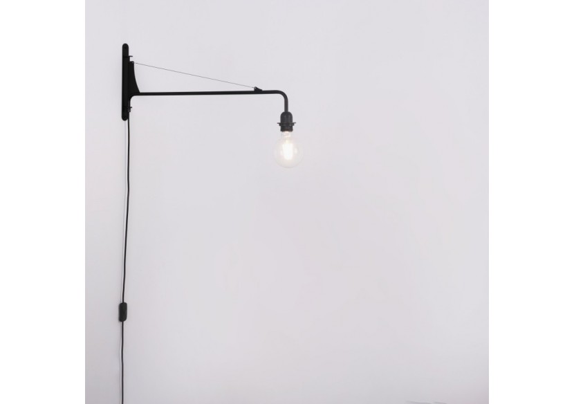 Applique murale orientable avec câble et prise "Pitt" / Inspiration "Petite Potence" - L3094-N - Barcelona LED