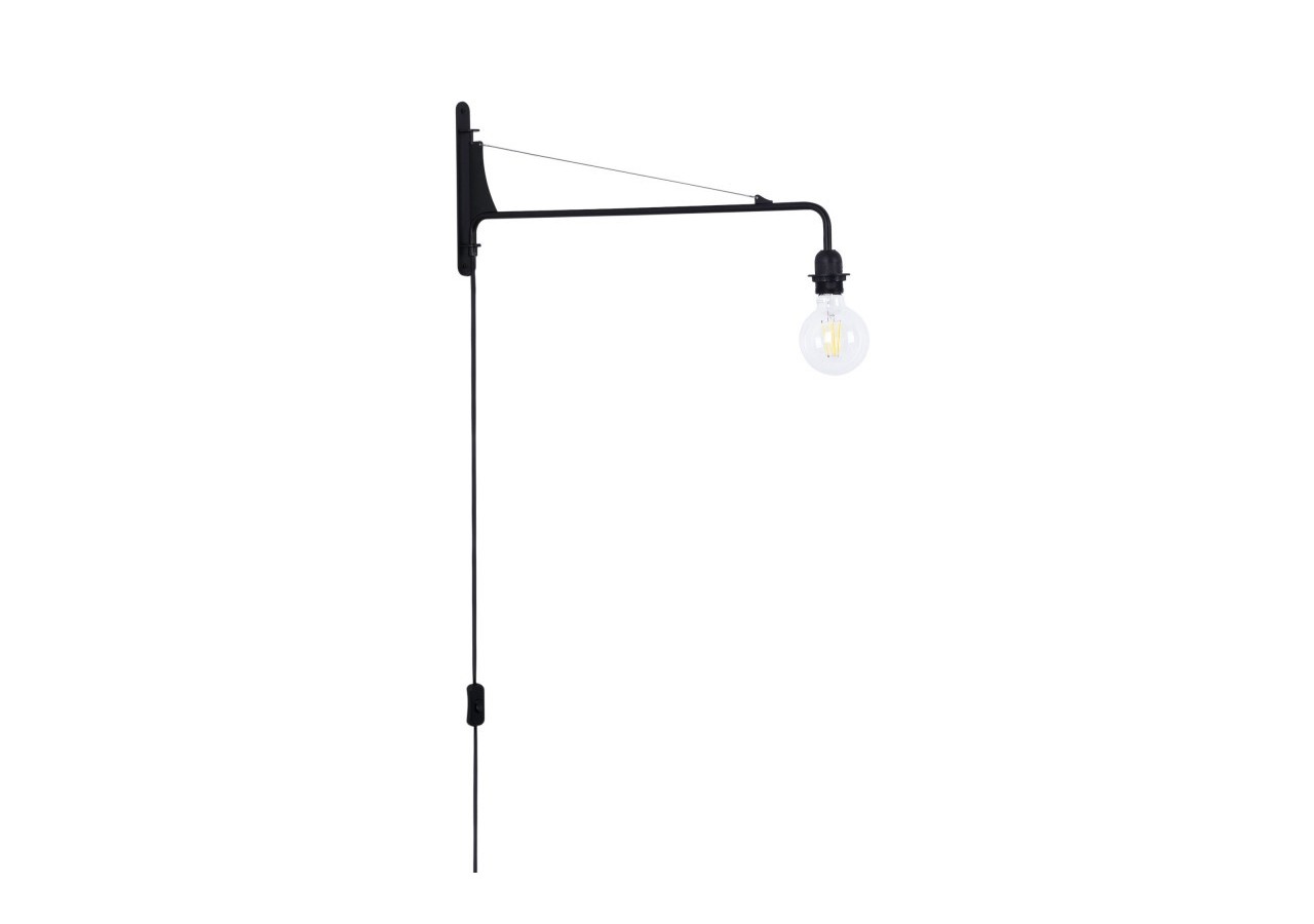 Applique murale orientable avec câble et prise "Pitt" / Inspiration "Petite Potence" - L3094-N - Barcelona LED