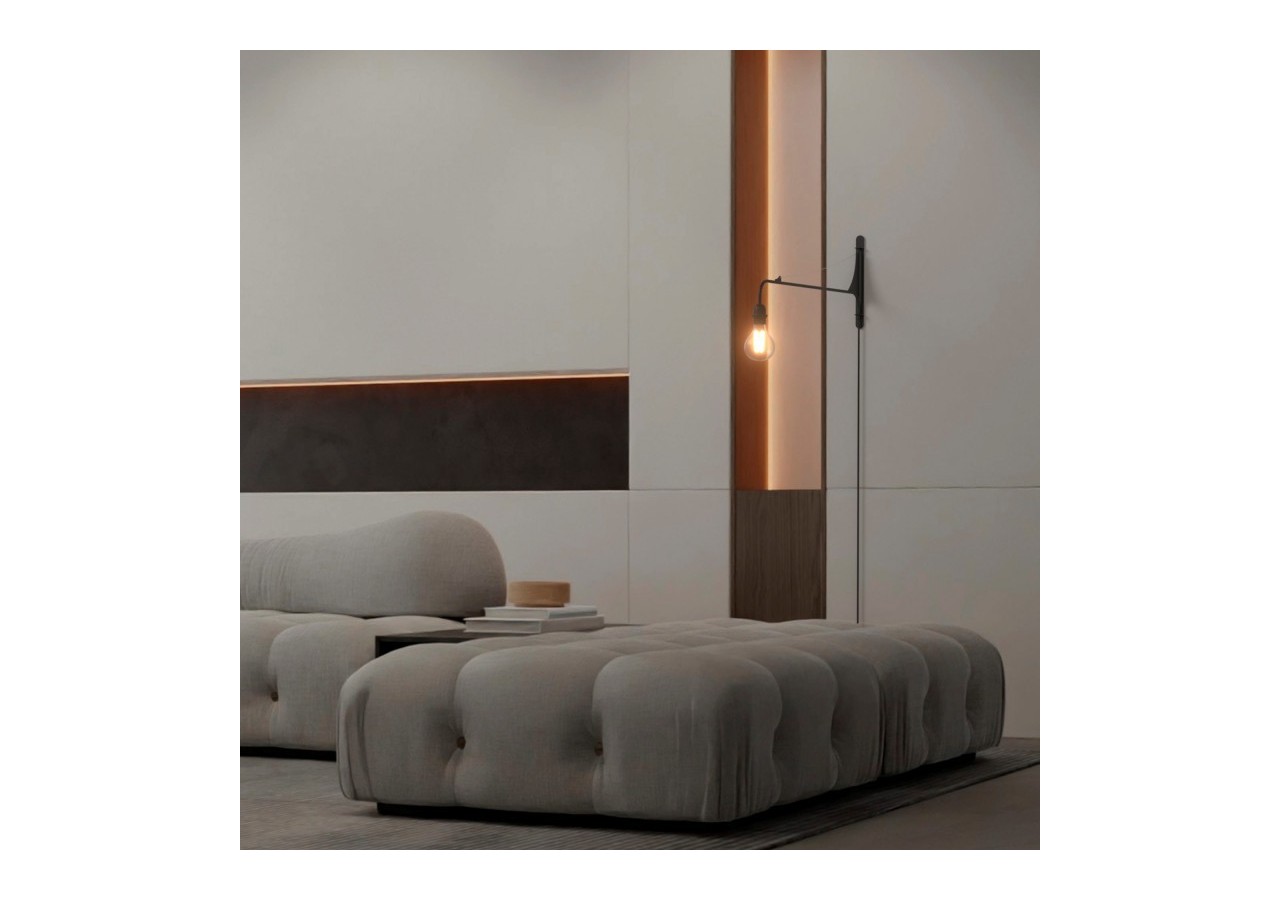 Applique murale orientable avec câble et prise "Pitt" / Inspiration "Petite Potence" - L3094-N - Barcelona LED