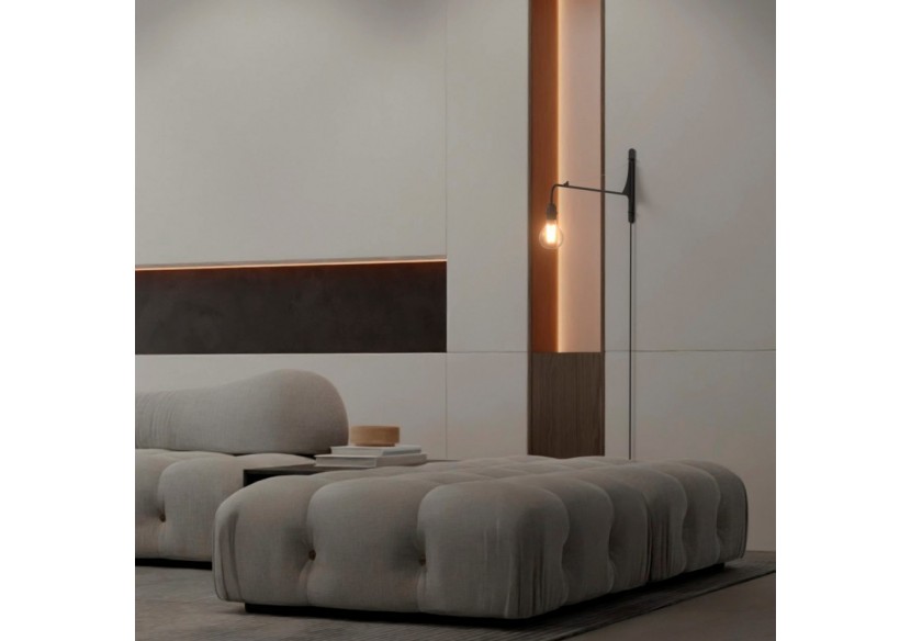 Applique murale orientable avec câble et prise "Pitt" / Inspiration "Petite Potence" - L3094-N - Barcelona LED