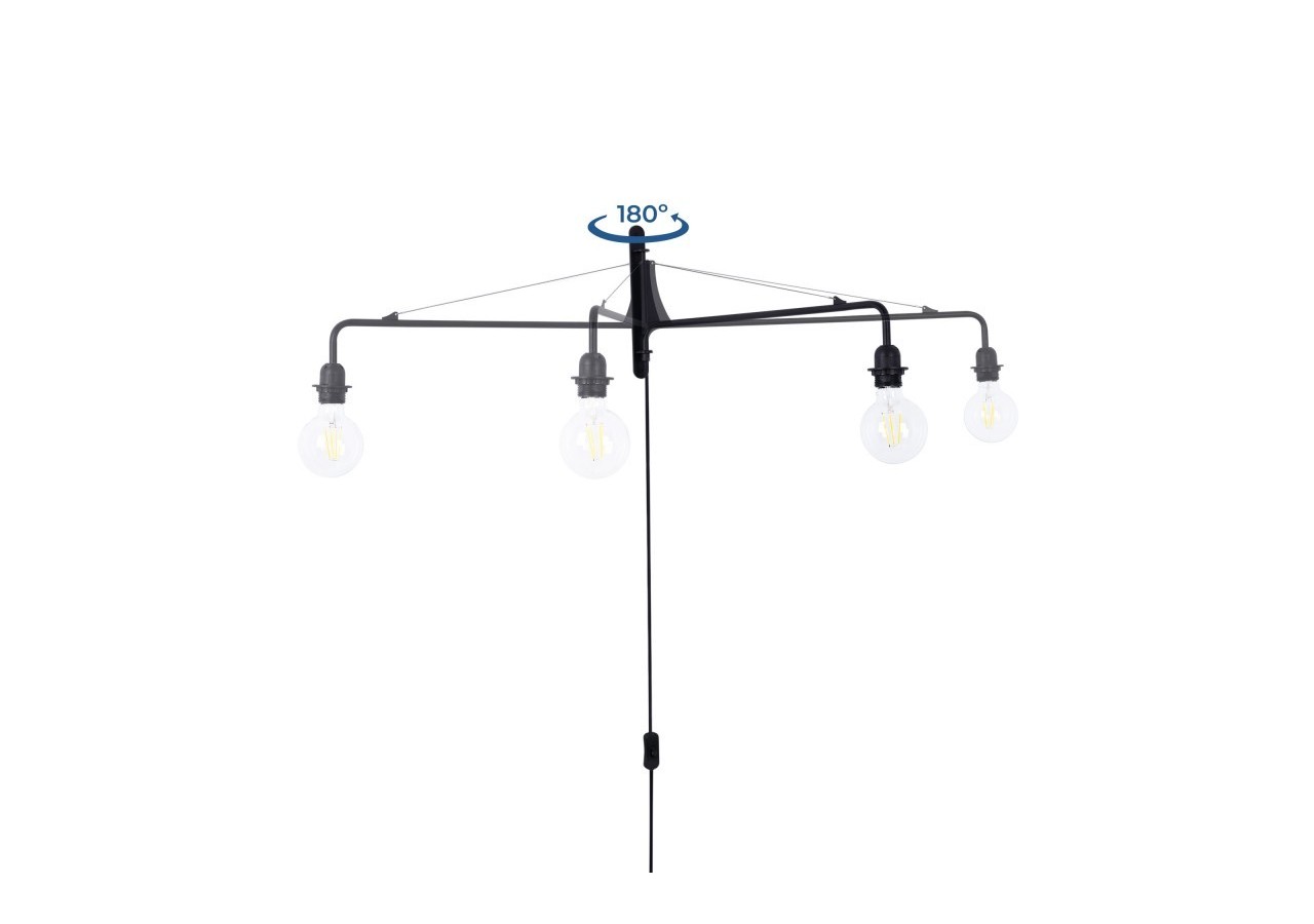 Applique murale orientable avec câble et prise "Pitt" / Inspiration "Petite Potence" - L3094-N - Barcelona LED