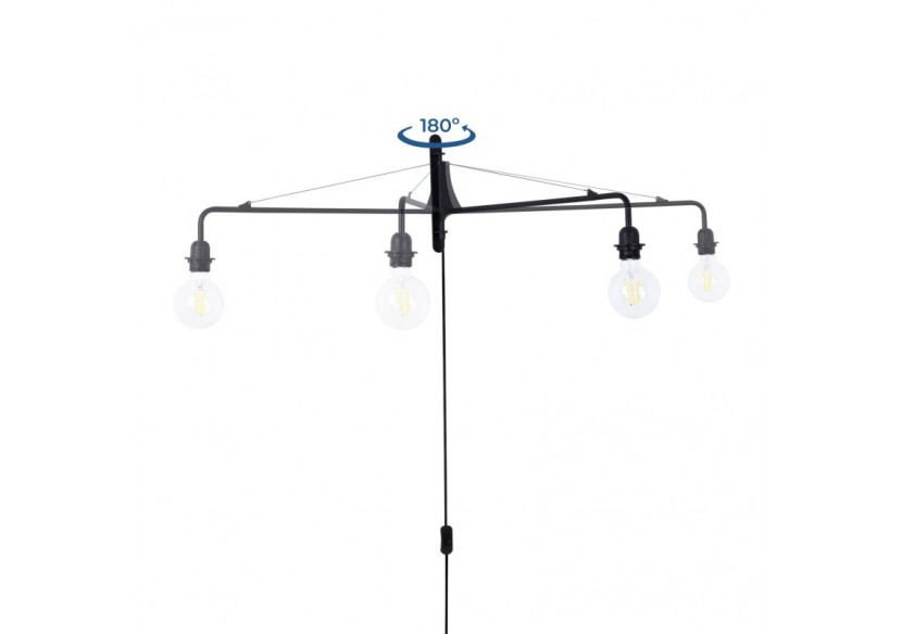 Applique murale orientable avec câble et prise "Pitt" / Inspiration "Petite Potence" - L3094-N - Barcelona LED