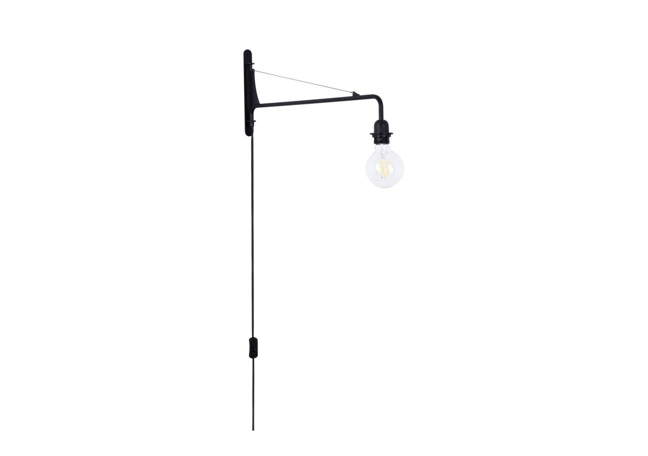 Applique murale orientable avec câble et prise "Pitt" / Inspiration "Petite Potence" - L3094-N - Barcelona LED