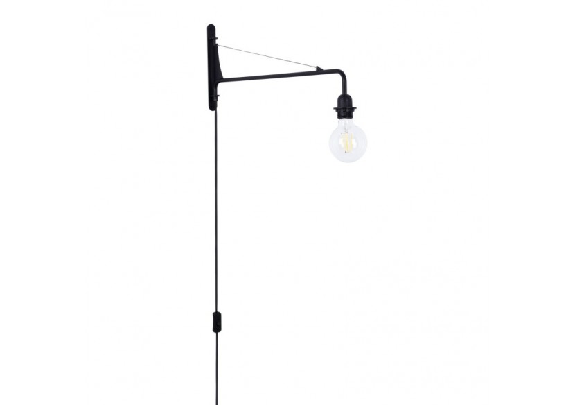 Applique murale orientable avec câble et prise "Pitt" / Inspiration "Petite Potence" - L3094-N - Barcelona LED