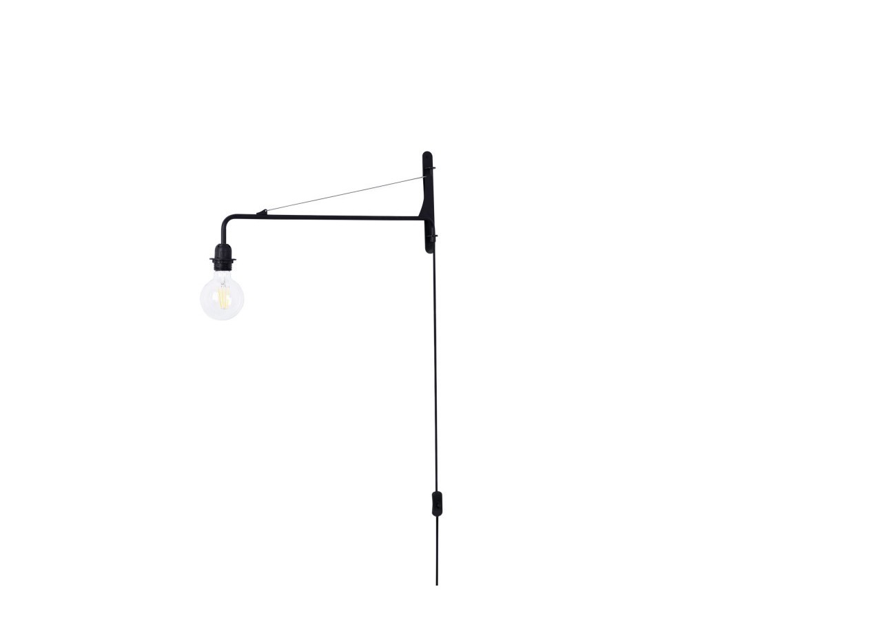Applique murale orientable avec câble et prise "Pitt" / Inspiration "Petite Potence" - L3094-N - Barcelona LED
