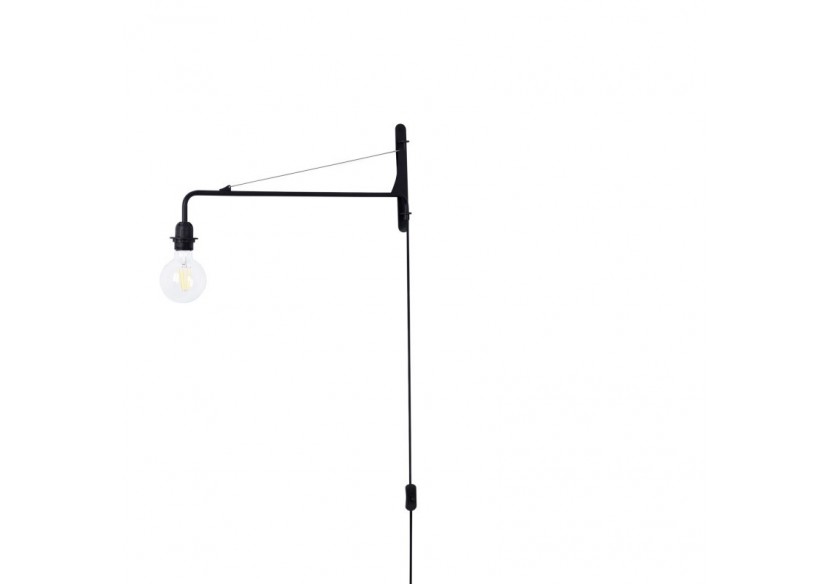 Applique murale orientable avec câble et prise "Pitt" / Inspiration "Petite Potence" - L3094-N - Barcelona LED