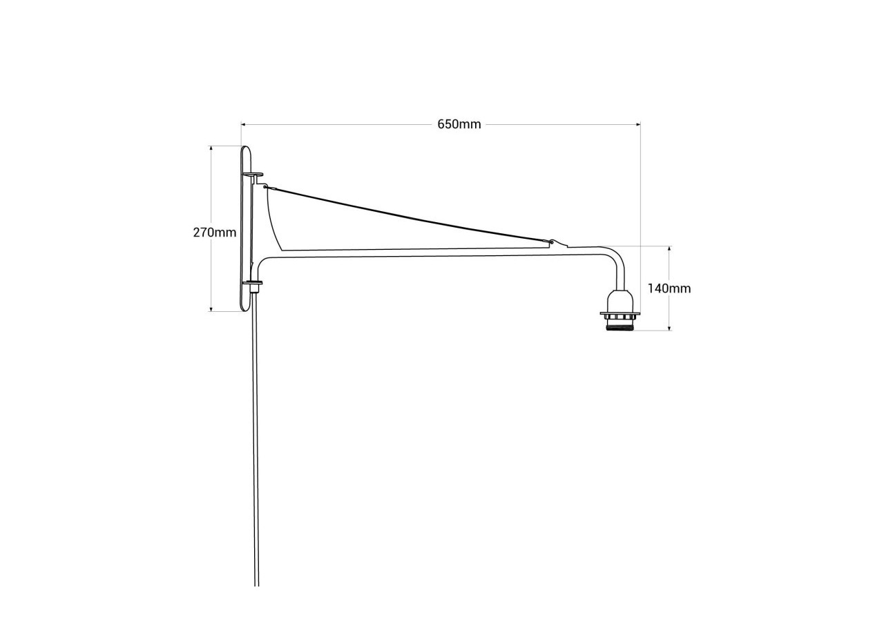 Applique murale orientable avec câble et prise "Pitt" / Inspiration "Petite Potence" - L3094-N - Barcelona LED