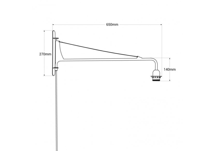 Applique murale orientable avec câble et prise "Pitt" / Inspiration "Petite Potence" - L3094-N - Barcelona LED