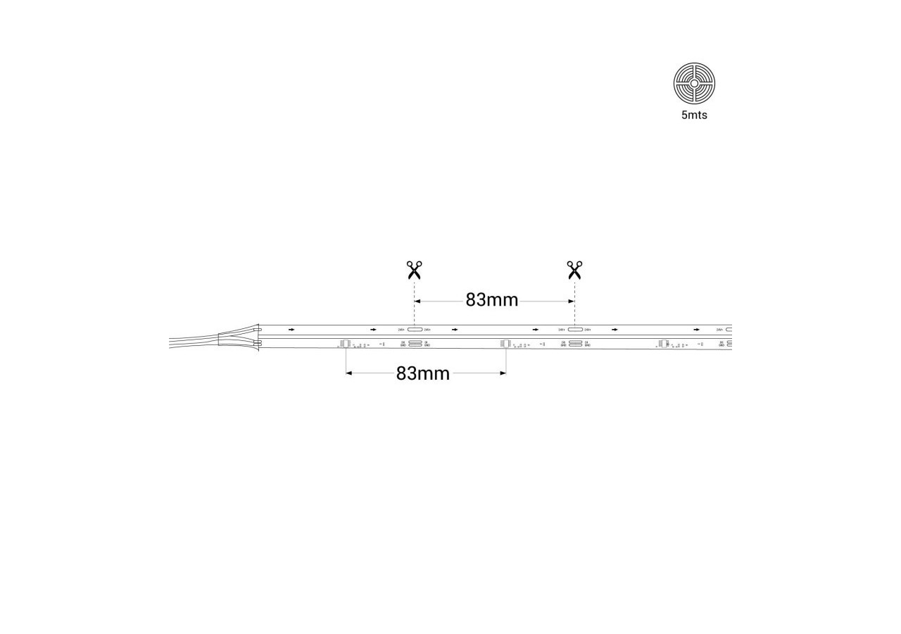 Ruban LED COB monochrome intelligent IC 24V DC-12W/m-IP20-360ch/m-Largeur 10mm-5m - BLSCOB-24V12W-IC-IP20-BF - Barcelona LED