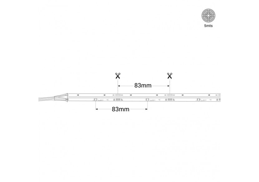Ruban LED COB monochrome intelligent IC 24V DC-12W/m-IP20-360ch/m-Largeur 10mm-5m - BLSCOB-24V12W-IC-IP20-BF - Barcelona LED