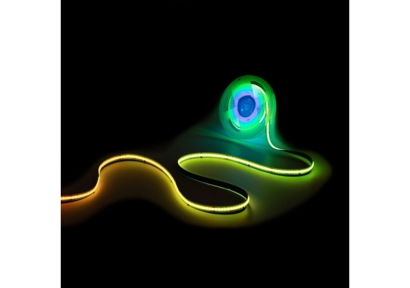 Ruban LED COB RGB intelligent IC 24V DC-12W/m-IP20-630ch/m-Largeur 10mm-5m - BLSCOB-24V12W-IC-IP20-RGB - Barcelona LED