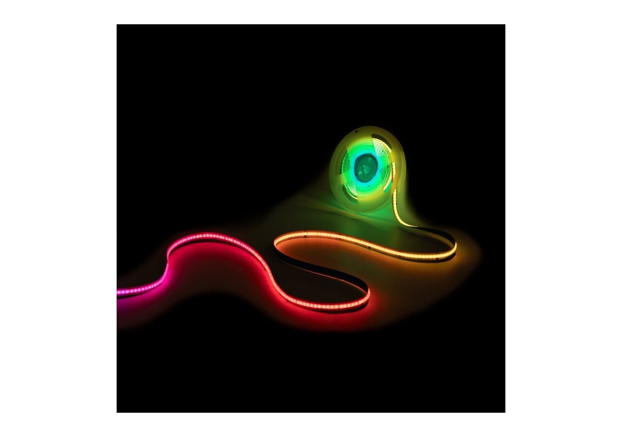 Ruban LED COB RGB intelligent IC 24V DC-12W/m-IP20-630ch/m-Largeur 10mm-5m - BLSCOB-24V12W-IC-IP20-RGB - Barcelona LED