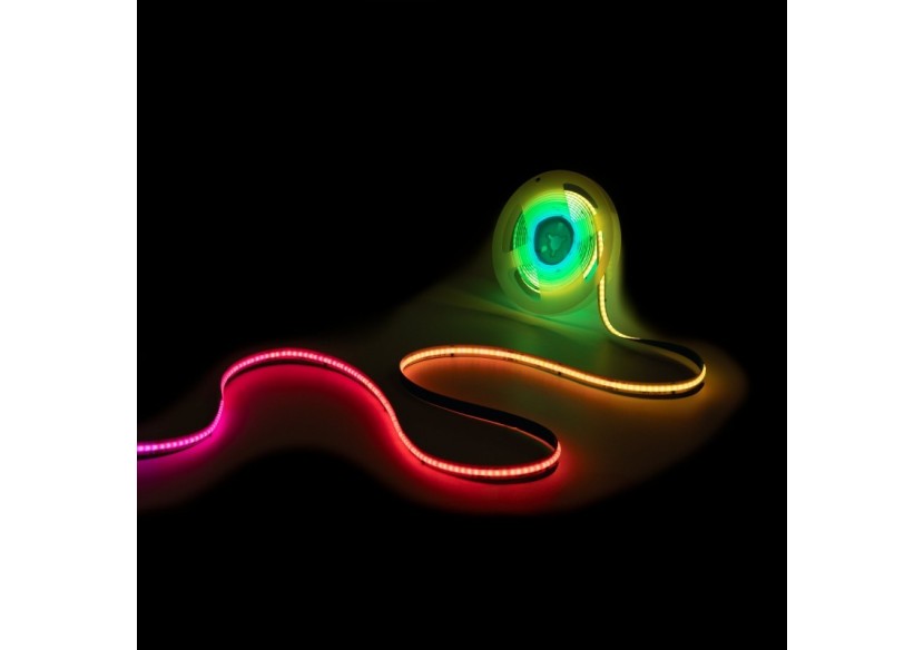 Ruban LED COB RGB intelligent IC 24V DC-12W/m-IP20-630ch/m-Largeur 10mm-5m - BLSCOB-24V12W-IC-IP20-RGB - Barcelona LED