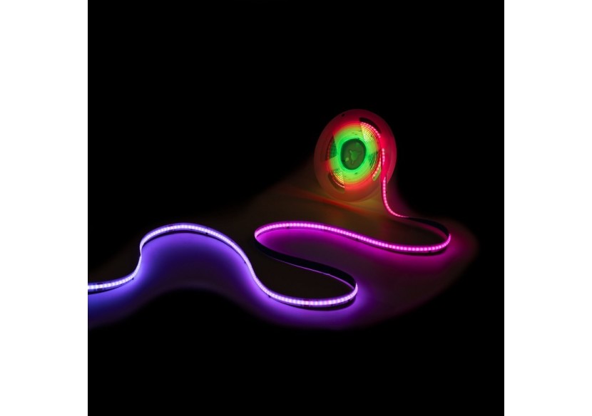 Ruban LED COB RGB intelligent IC 24V DC-12W/m-IP20-630ch/m-Largeur 10mm-5m - BLSCOB-24V12W-IC-IP20-RGB - Barcelona LED