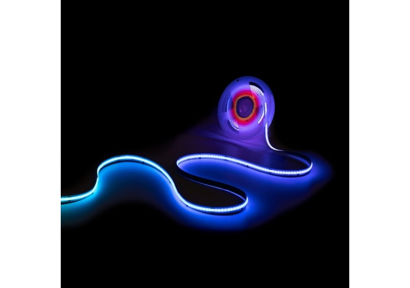 Ruban LED COB RGB intelligent IC 24V DC-12W/m-IP20-630ch/m-Largeur 10mm-5m - BLSCOB-24V12W-IC-IP20-RGB - Barcelona LED