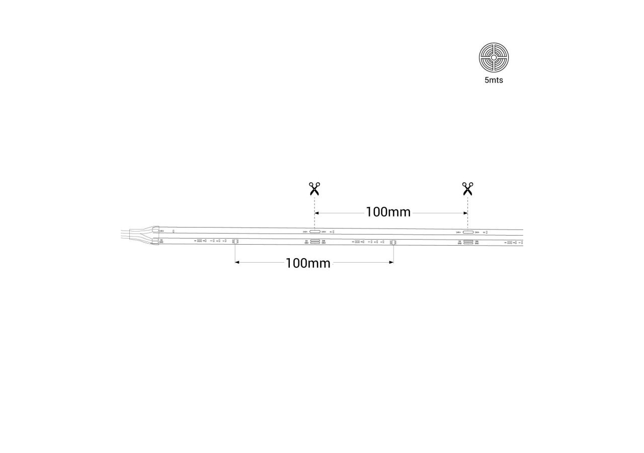 Ruban LED COB RGB intelligent IC 24V DC-12W/m-IP20-630ch/m-Largeur 10mm-5m - BLSCOB-24V12W-IC-IP20-RGB - Barcelona LED