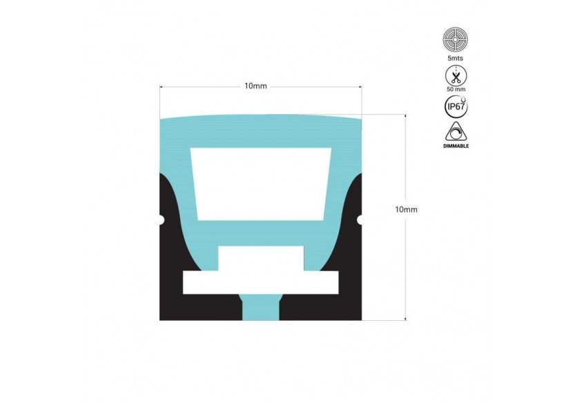 Néon LED flexible monochrome 24V DC-10x10mm-5m-Kit complet-IP67-10W/m - N1010-5M-BN - Barcelona LED