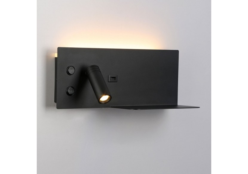 Applique de lecture avec port USB "Kerta"-Double éclairage-3W+7W - LN1512-N-USB - Barcelona LED