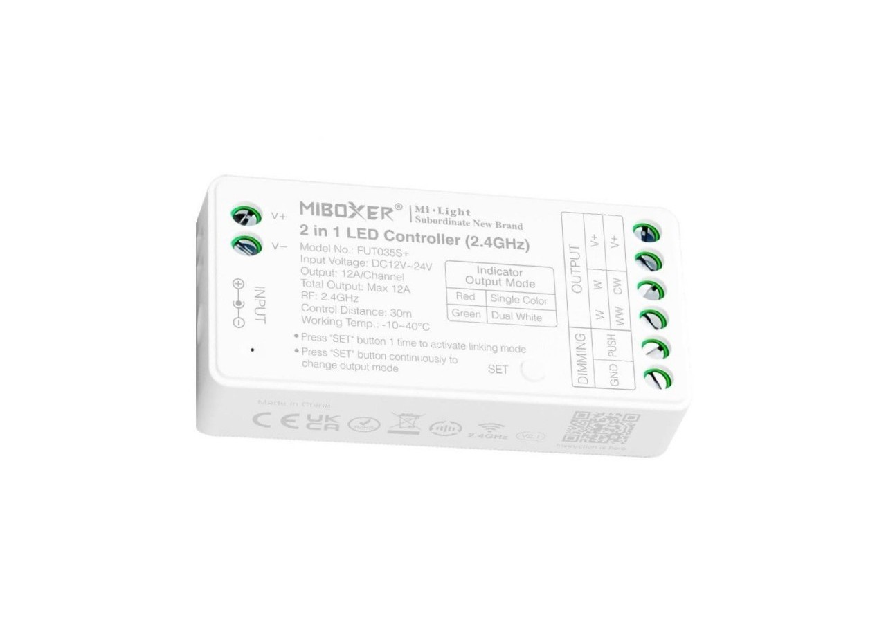 Contrôleur ruban LED 2 en 1-Monochrome et CCT-12/24V DC-2.4G-MiBoxer-FUT035S+ - FUT035S+ - Barcelona LED