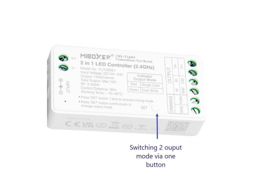 Contrôleur ruban LED 2 en 1-Monochrome et CCT-12/24V DC-2.4G-MiBoxer-FUT035S+ - FUT035S+ - Barcelona LED