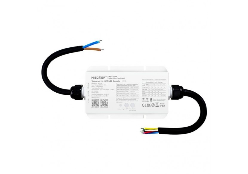 Contrôleur ruban LED étanche 5 en 1-12-48V DC-2.4G-WiFi-MiBoxer-IP67-WL5-WP - WL5-WP - Barcelona LED