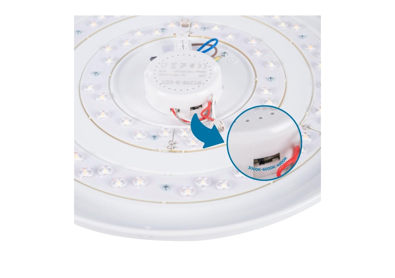 Plafonnier LED rond CCT en saillie 30W-diamètre 40cm-2000lm-IP20 - B1298-B-CCT - Barcelona LED