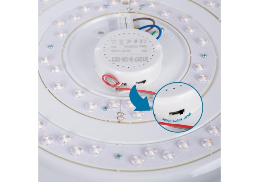 Plafonnier LED rond CCT en saillie 30W-diamètre 43cm-2000lm-IP20 - B1297-B-CR-CCT - Barcelona LED