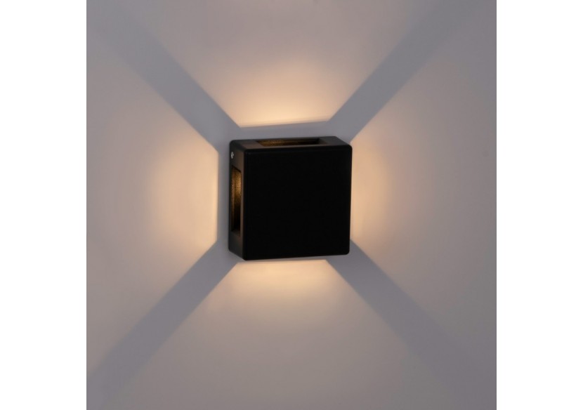 Applique murale d'extérieur LED carrée "Square 4"-6W-IP54-Éclairage sur 4 faisceaux lumineux - LN1580-N - Barcelona LED Applique murale d'extérieur LED carrée "Square 4"-6W-IP54-Éclairage sur 4 faisceaux lumineux - LN1580-N - Barcelona LED
