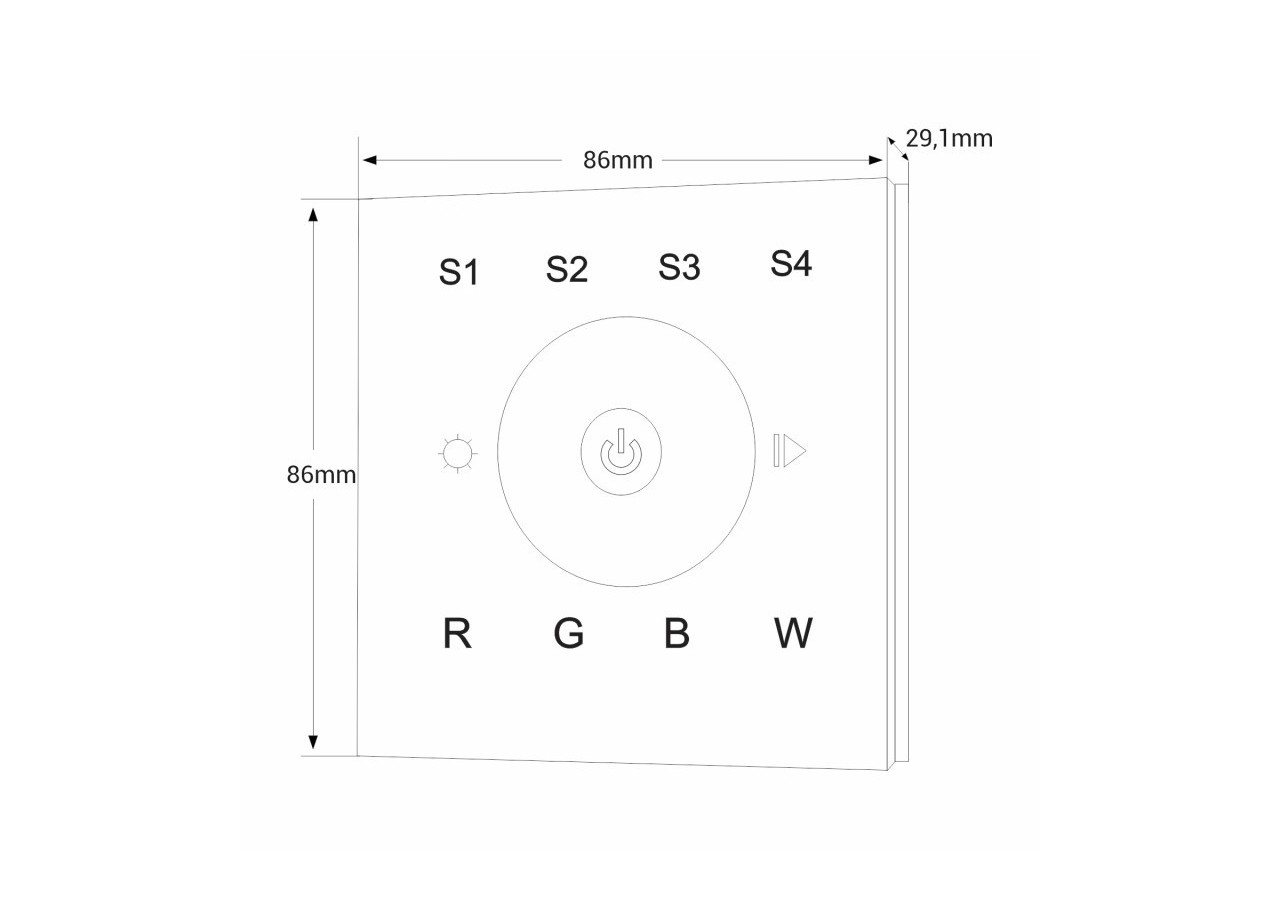 Télécommande murale "Sunricher"-1 zone-RGBW-Perfect RF - SR-2820B(AC) - Barcelona LED