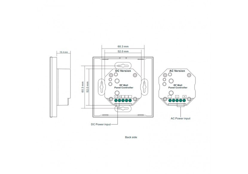 Télécommande murale "Sunricher"-1 zone-RGBW-Perfect RF - SR-2820B(AC) - Barcelona LED