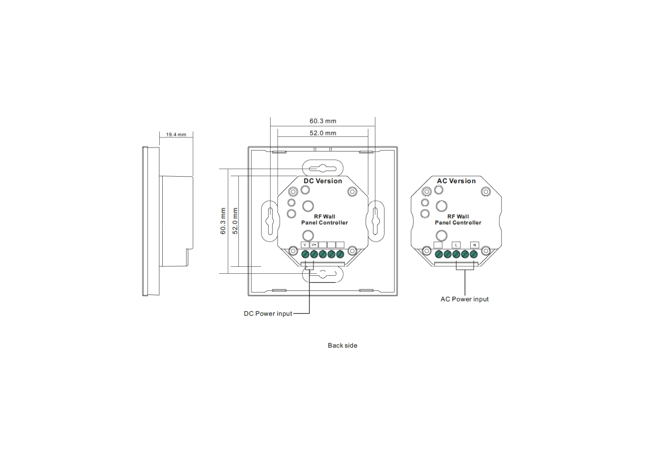 Télécommande murale tactile "Sunricher"-4 zones-RGB-Perfect RF - SR-2830RGB(AC) - Barcelona LED