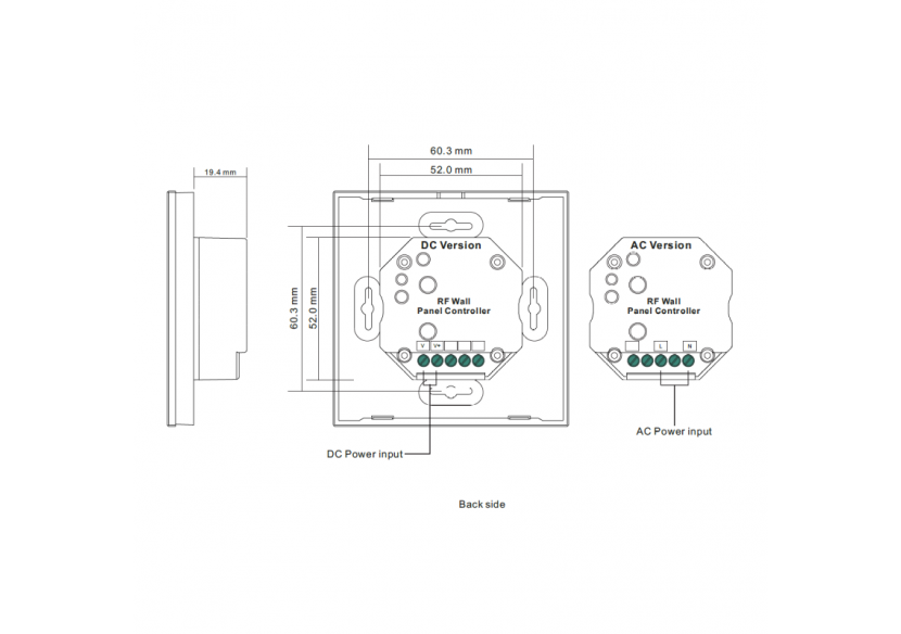 Télécommande murale tactile "Sunricher"-4 zones-RGB-Perfect RF - SR-2830RGB(AC) - Barcelona LED